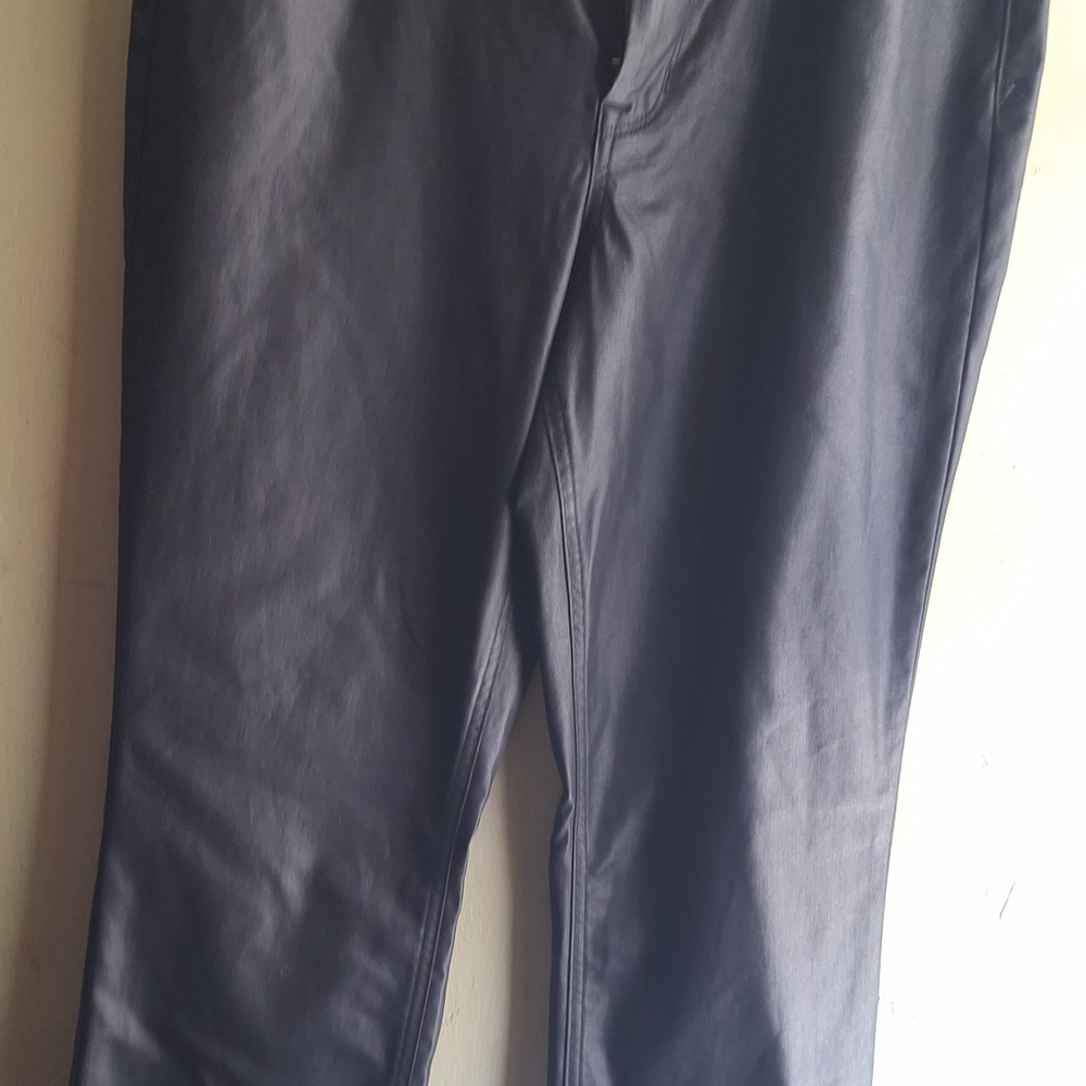 Women's Straight Leg Faux Leather Pants - Black